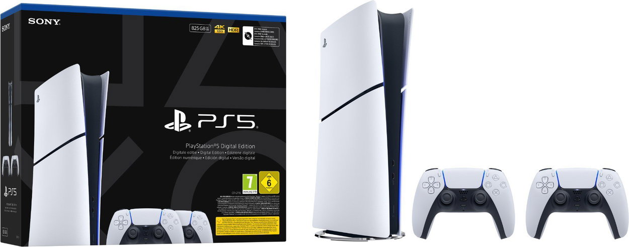 Herní konzole PlayStation 5 (Slim) Digital Edition - 825GB + 2x DualSense Wireless Controller