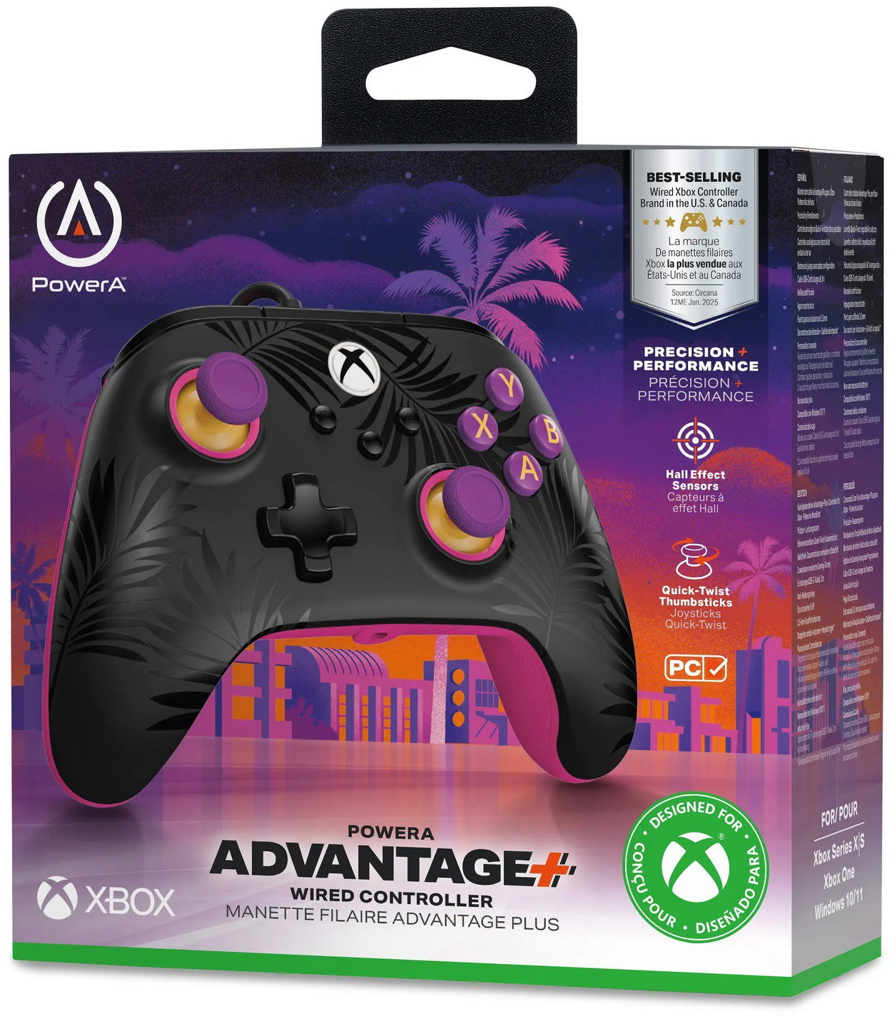 Gamepad PowerA Advantage Plus Wired Controller for Xbox Series X|S - Moonlit Palms