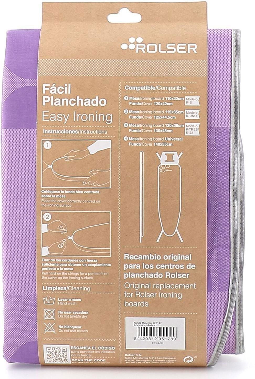 Potah na žehlící prkno Rolser potah na žehlící prkno K-S 120 × 42 cm S fialovo-černý