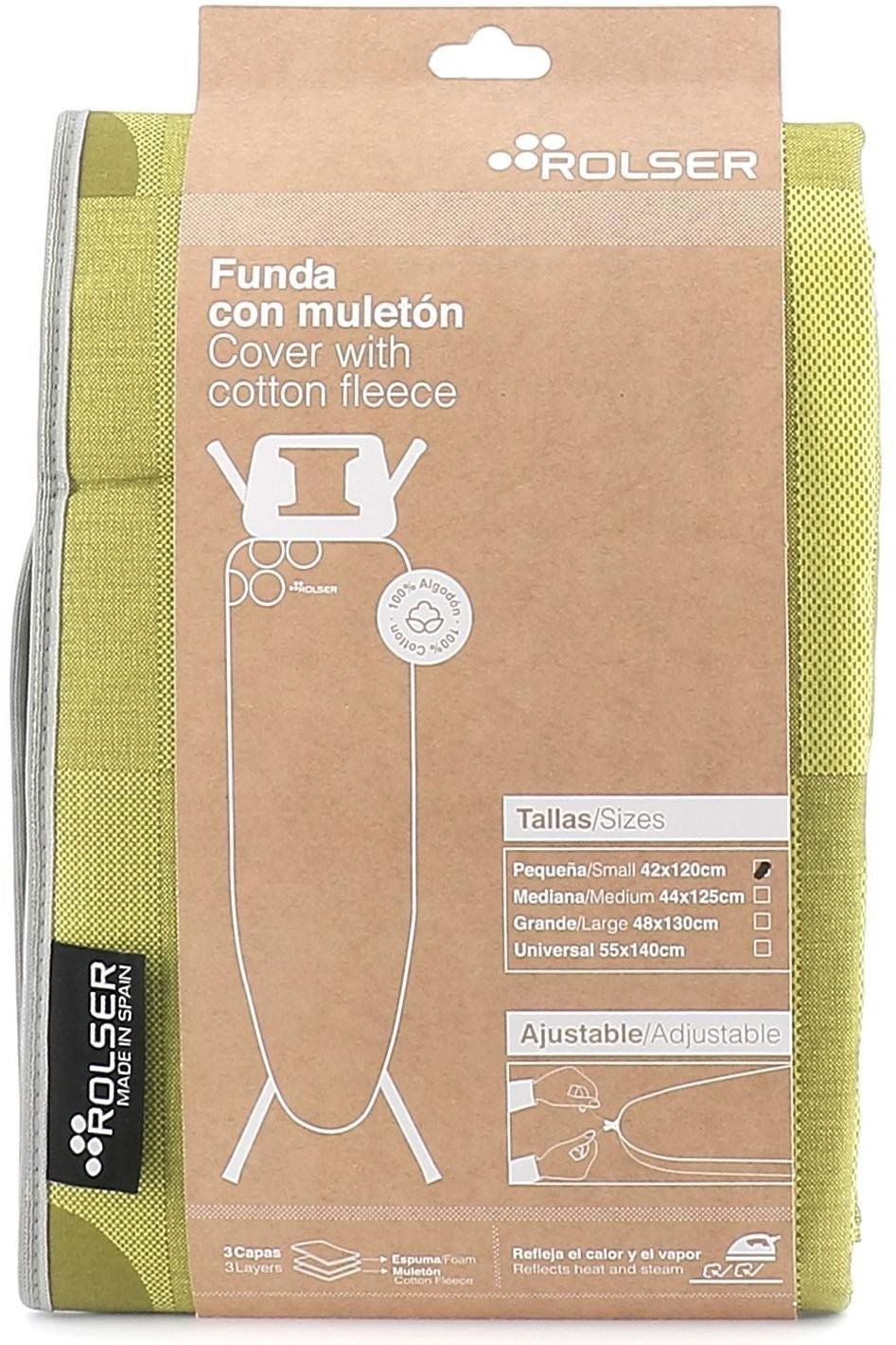 Limetkový potah na žehlící prkno Rolser K-S S usnadňuje manipulaci díky integrované stahovací šňůrce