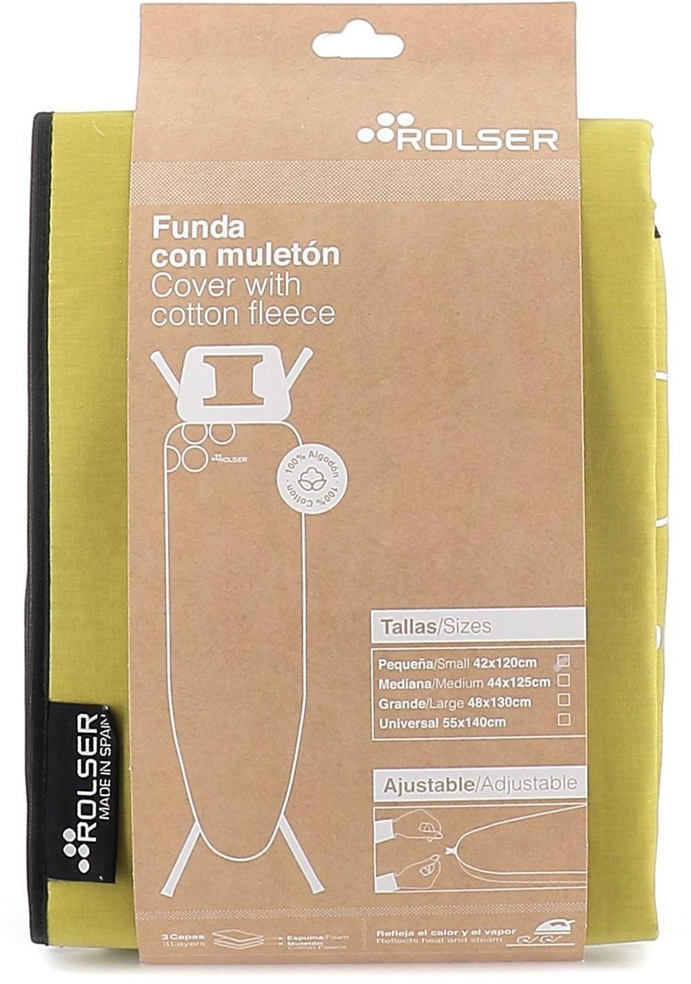 Limetkový potah na žehlící prkno Rolser K-S usnadňuje manipulaci díky integrované stahovací šňůrce