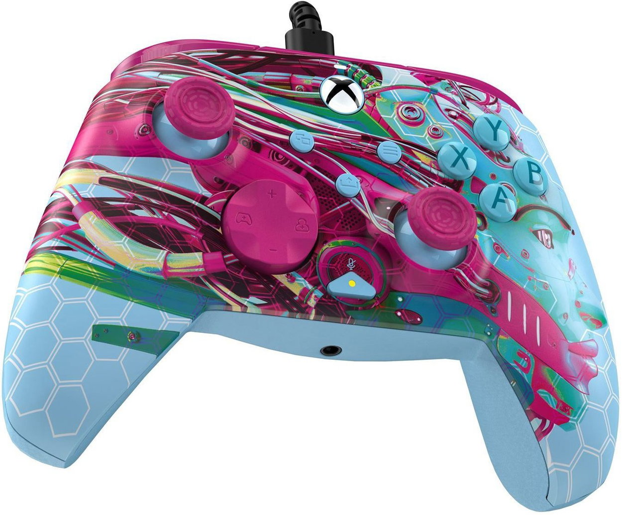 Gamepad PDP Rematch Glow Wired controler, pro Xbox Series X|S, Xbox One, PC, modro-růžový