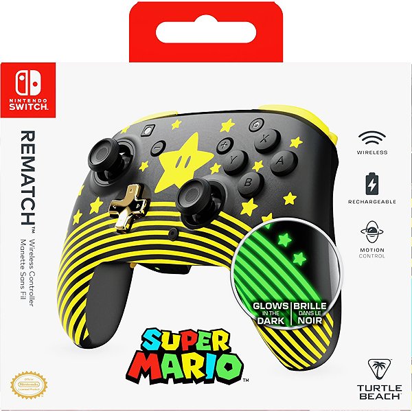 Gamepad Turtle Beach Rematch Wireless Nintendo Switch 2 - Glow - Super Mario Star ...