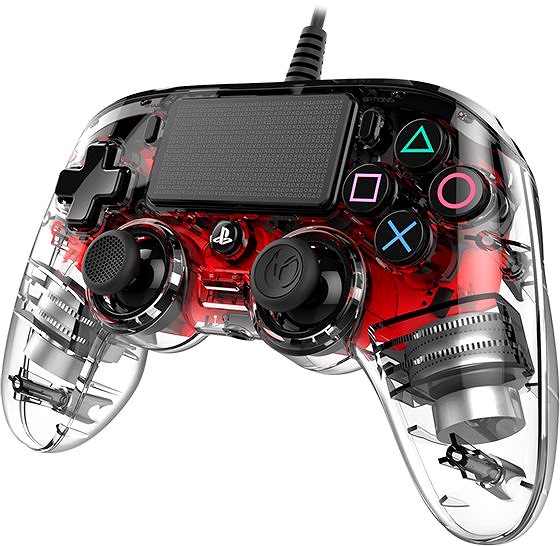 Gamepad Nacon Wired Compact Controller PS4 - průhledný červený Boční pohled