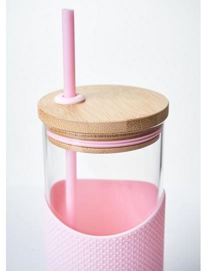 Kelímek na pití Neon Kactus Skleněný pohár s brčkem 1000 ml růžový ...