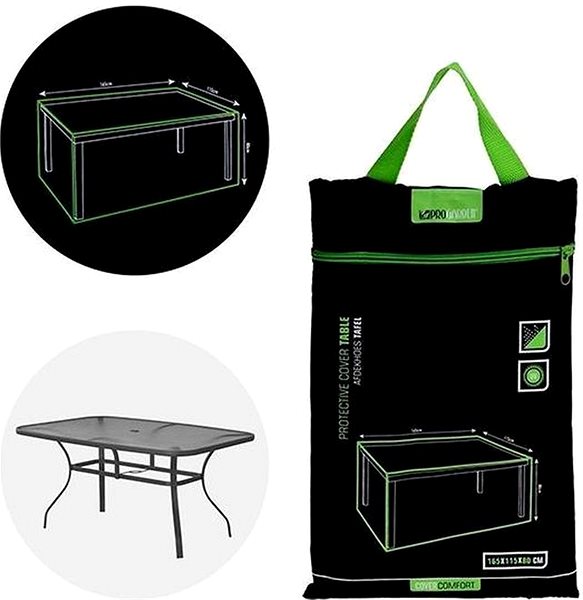 Plachta na zahradní nábytek ProGarden obal na zahradní stůl 165 x 115 x 80 cm, černý ...