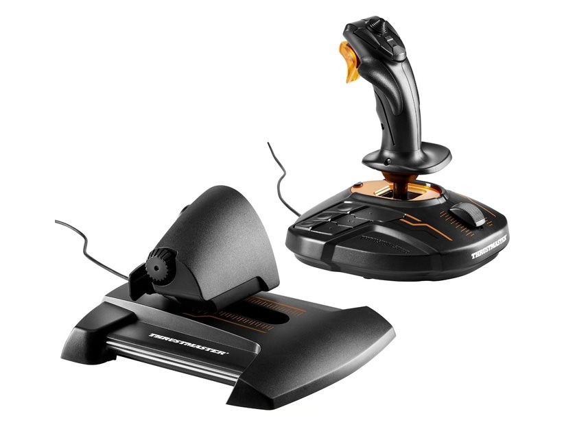 Sada joysticku, plynového pedálu a TRFP Rudder pedálů